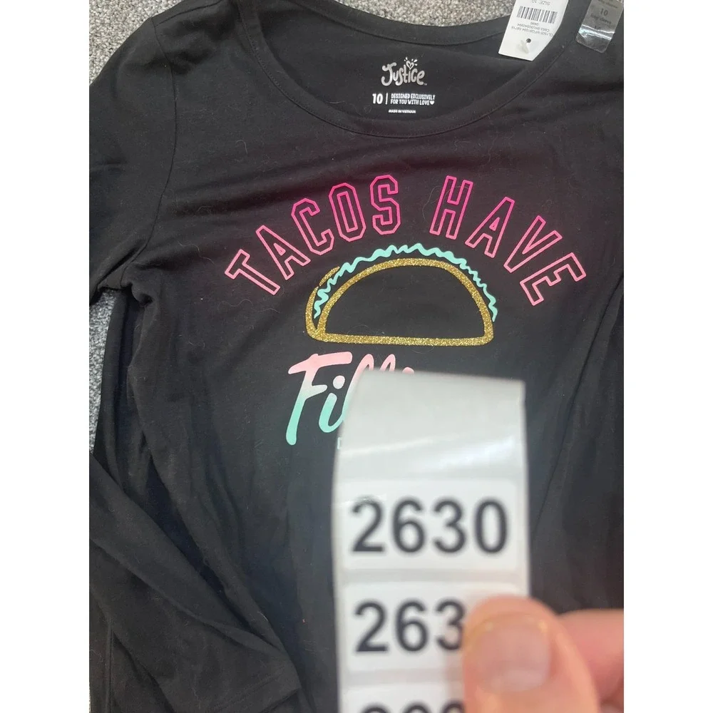 Justice Tacos Have Fillings Too Shirt Size 10 New‎